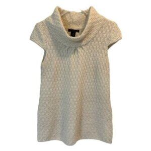 Willi Smith | Ivory Square Pattern Caps Sleeve Knit Sweater Size Medium